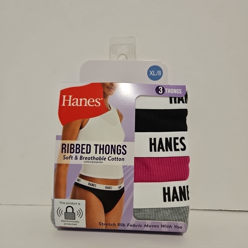 Hanes Women's Ribbed Thongs - Black, Pink, Gray